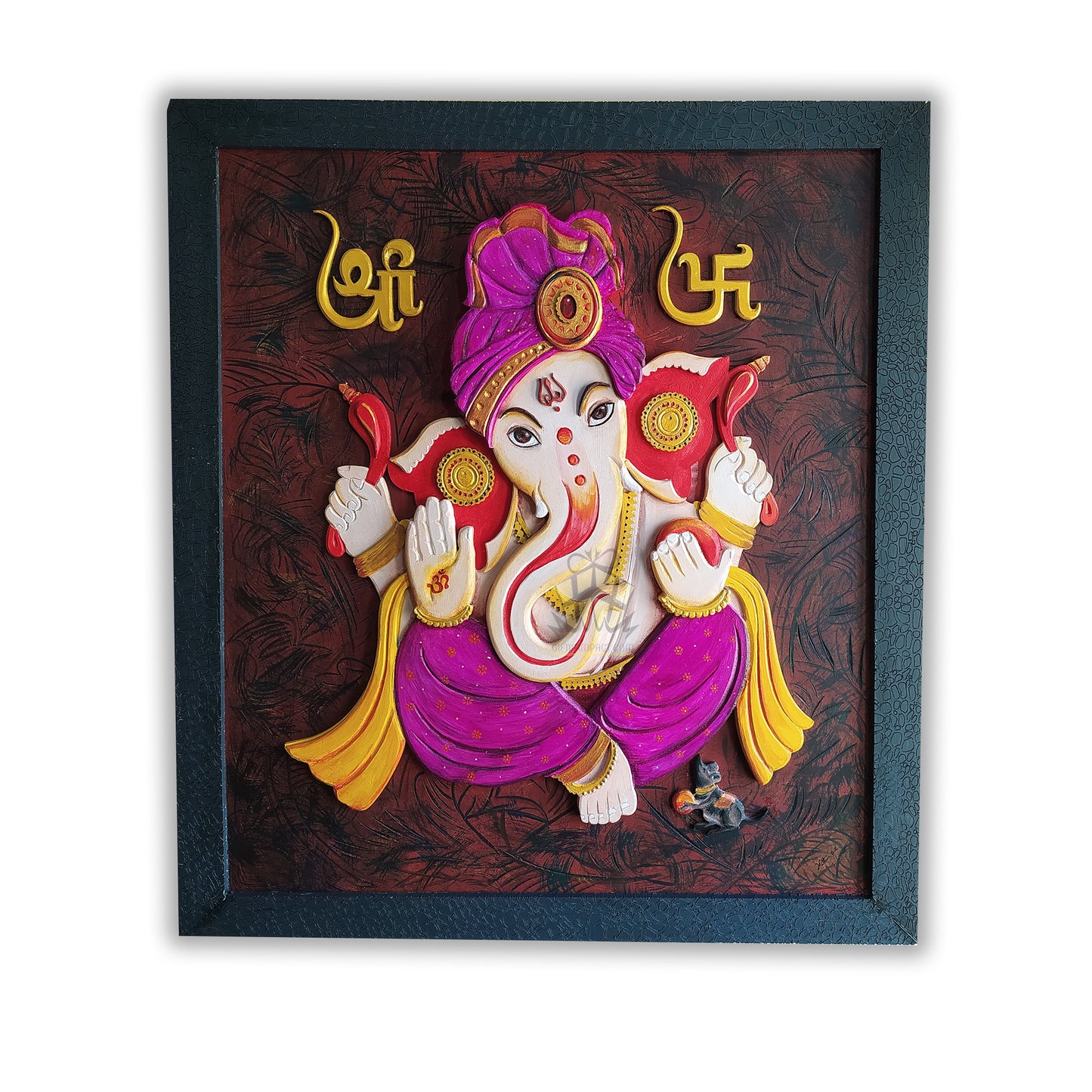 Ganesha Wall Decor Premium Hand-Carved Layer Art - Vibrant, Unique, & Perfect for Home or Gifting