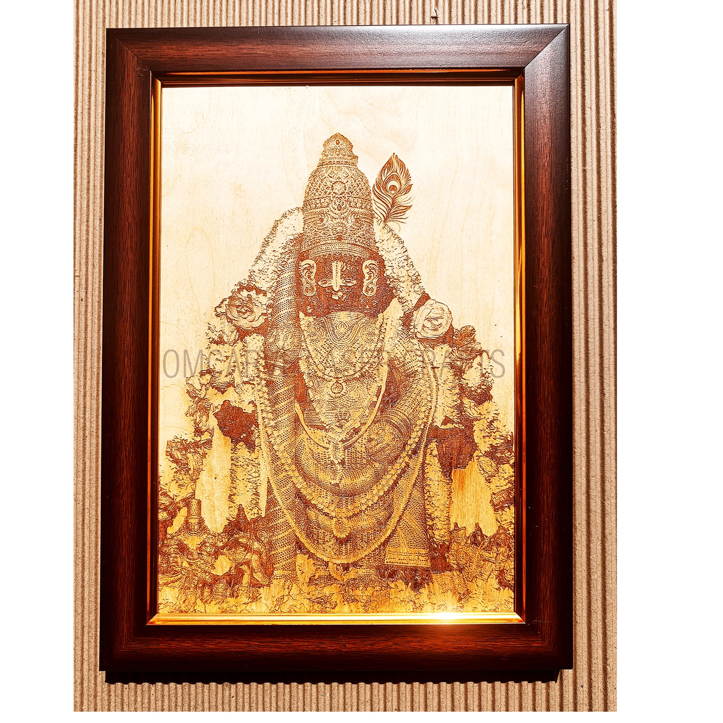 Udupi Krishna Laser Engraved Wooden Photo Frame - Divine Wall Art