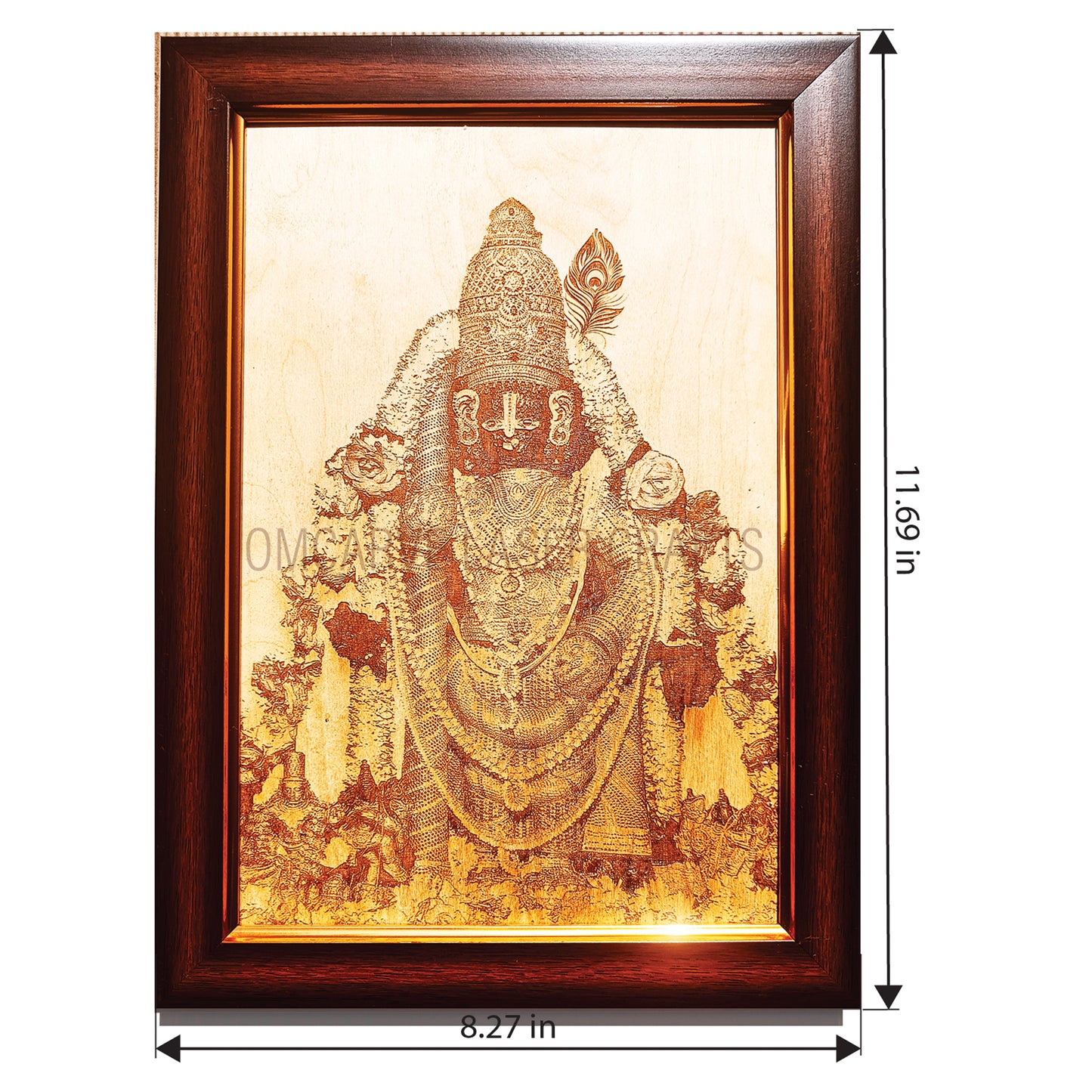 Udupi Krishna Laser Engraved Wooden Photo Frame - Divine Wall Art