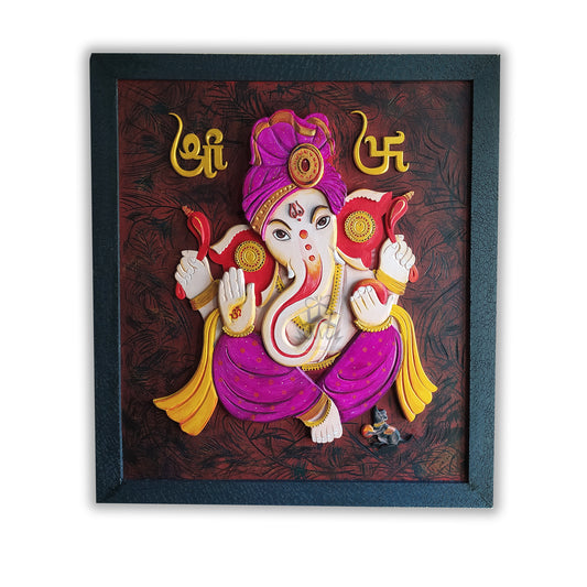 Ganesha Wall Decor Premium Hand-Carved Layer Art  - Vibrant, Unique, & Perfect for Home or Gifting