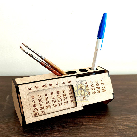 Universal Calendar Pen Stand Timeless Tabletop Gift