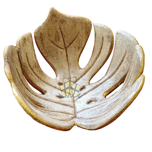 Handcrafted Leaf-Shaped Decorative Bowl – Eco-Friendly Composite Wood Design