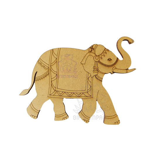 Pre-Marked MDF Pichwai Elephant Design for DIY Painting & Lippan Art