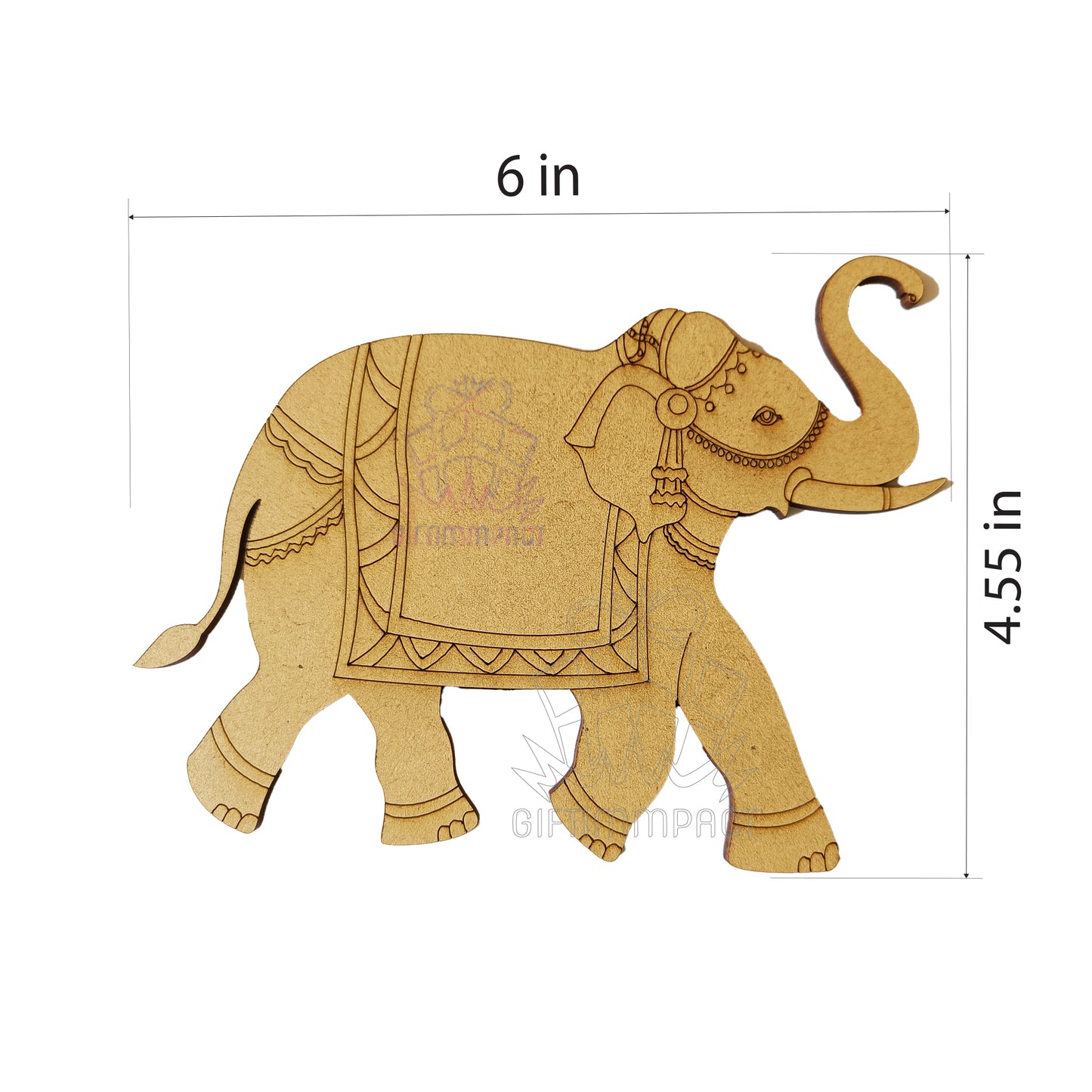 Pre-Marked MDF Pichwai Elephant Design for DIY Painting & Lippan Art